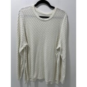 ELLE Women White Gold Metallic Diamond Knit Long Sleeve Sweater XXL Holiday Wear